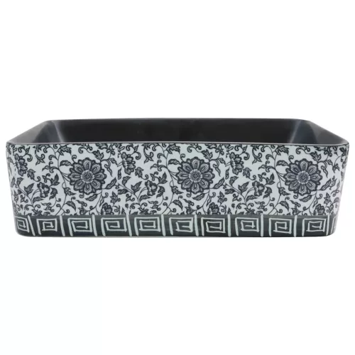  fekete és kék kerámia négyszögletes asztali mosdó 46x35,5x13 cm