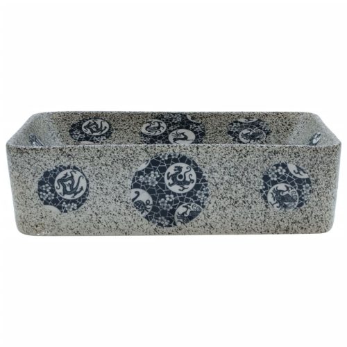  többszínű kerámia négyszögletes asztali mosdó 46 x 35,5 x 13 cm