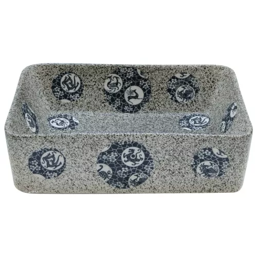  többszínű kerámia négyszögletes asztali mosdó 46 x 35,5 x 13 cm