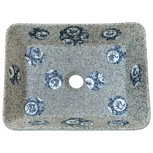  többszínű kerámia négyszögletes asztali mosdó 46 x 35,5 x 13 cm