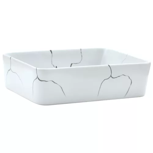  fehér kerámia négyszögletes asztali mosdó 46 x 35,5 x 13 cm