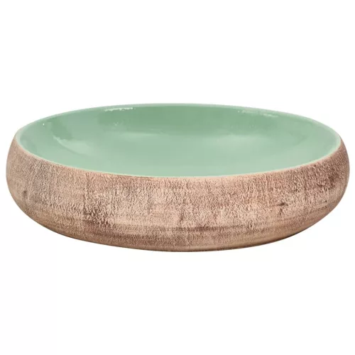  zöld és barna kerámia ovális asztali mosdó 59 x 40 x 15 cm