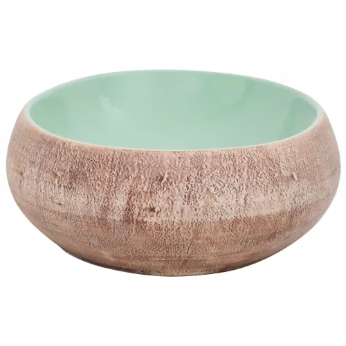  zöld és barna kerámia ovális asztali mosdó 59 x 40 x 15 cm