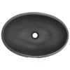  fekete és szürke kerámia ovális asztali mosdó 59 x 40 x 15 cm