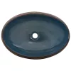  barna-kék kerámia ovális asztali mosdó 59 x 40 x 15 cm