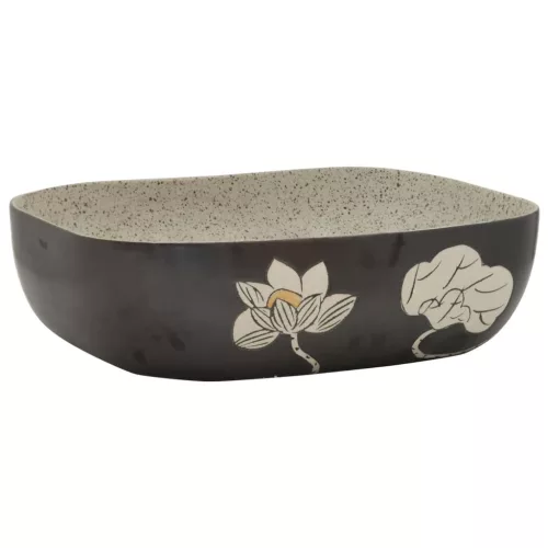  szürke-fekete kerámia négyszögű asztali mosdó 48x37,5x13,5 cm