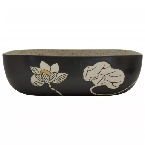  szürke-fekete kerámia négyszögű asztali mosdó 48x37,5x13,5 cm