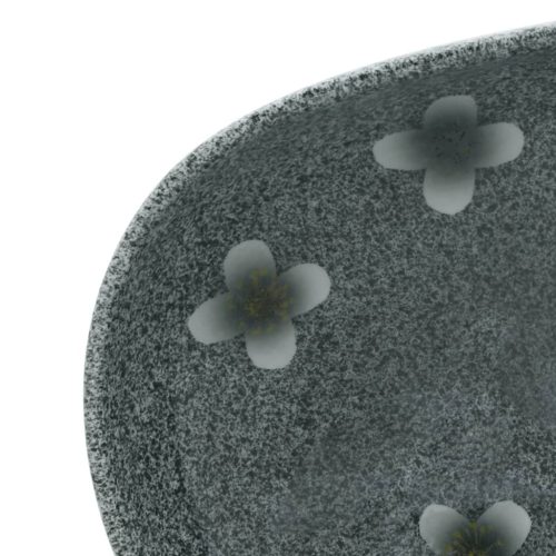  kék kerámia ovális asztali mosdó 59 x 40 x 14 cm