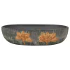  szürke és fekete kerámia ovális asztali mosdó 59 x 40 x 14 cm