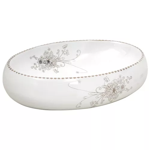  fehér kerámia ovális asztali mosdó 59 x 40 x 15 cm