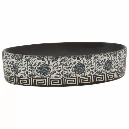  fekete-kék kerámia ovális asztali mosdó 56,5 x 36,5 x 13,5 cm