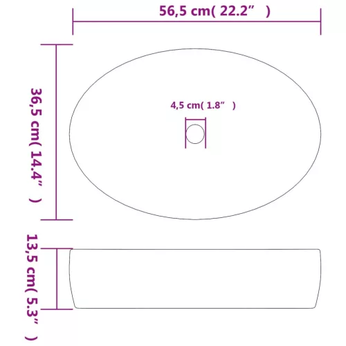  fekete-kék kerámia ovális asztali mosdó 56,5 x 36,5 x 13,5 cm