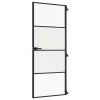  fekete edzett üveg és alumínium vékony beltéri ajtó 83x201,5 cm
