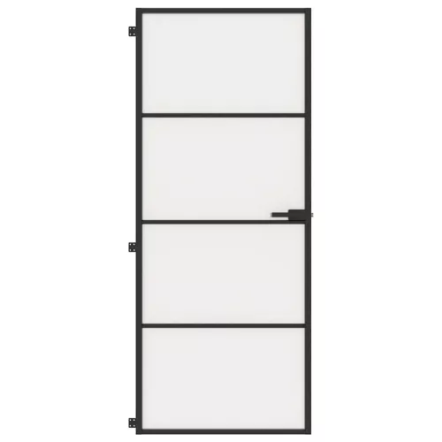  fekete edzett üveg és alumínium vékony beltéri ajtó 83x201,5 cm