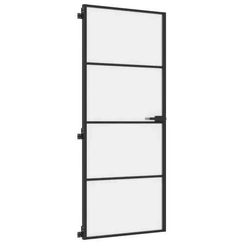  fekete edzett üveg és alumínium vékony beltéri ajtó 83x201,5 cm