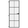  fekete edzett üveg és alumínium vékony beltéri ajtó 76x201,5 cm