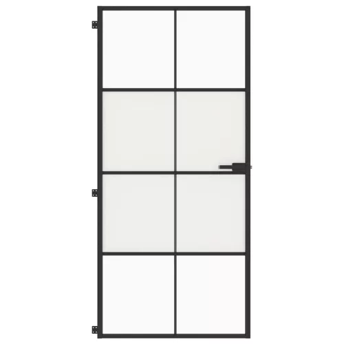  fekete edzett üveg és alumínium vékony beltéri ajtó 93x201,5 cm