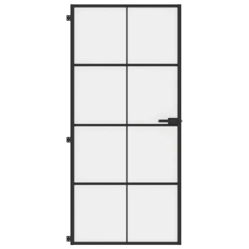  fekete edzett üveg és alumínium vékony beltéri ajtó 93x201,5 cm