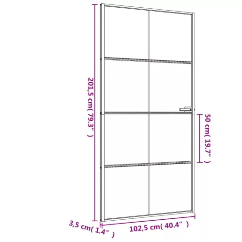  fekete edzett üveg és alumínium beltéri ajtó 102,5x201,5 cm