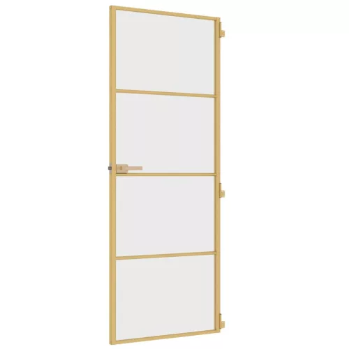  arany edzett üveg és alumínium vékony beltéri ajtó 76x201,5 cm