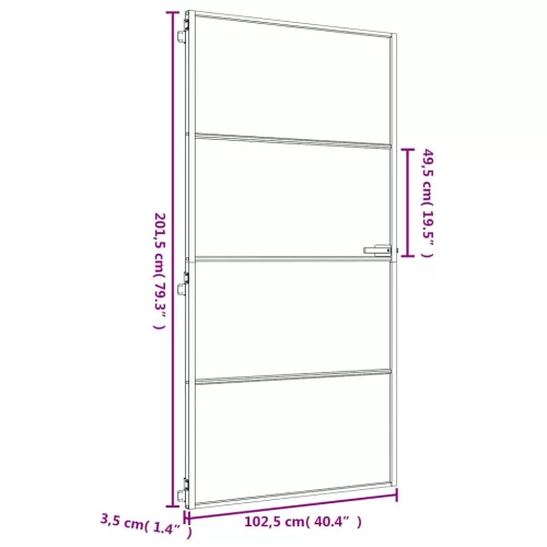  arany edzett üveg alumínium vékony beltéri ajtó 102,5x201,5 cm