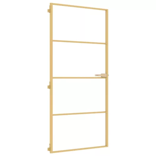  arany edzett üveg és alumínium vékony beltéri ajtó 93x201,5 cm