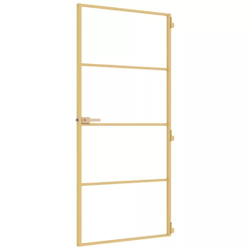  arany edzett üveg és alumínium vékony beltéri ajtó 93x201,5 cm