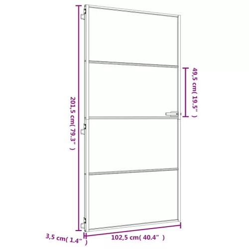  arany edzett üveg és alumínium beltéri ajtó 102,5x201,5 cm