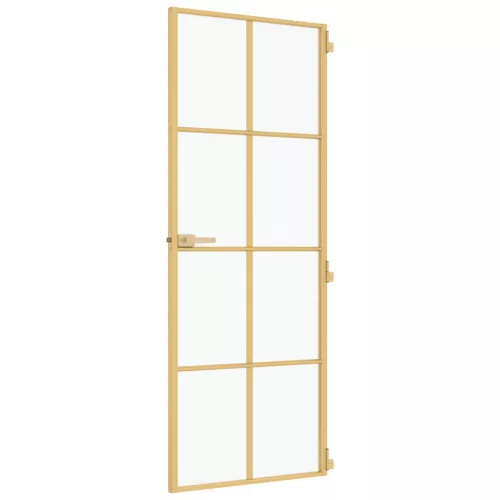 arany edzett üveg és alumínium vékony beltéri ajtó 76x201,5 cm