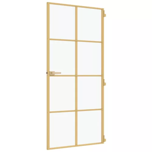  arany edzett üveg és alumínium vékony beltéri ajtó 93x201,5 cm