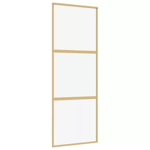  aranyszínű átlátszó ESG üveg és alumínium tolóajtó 76 x 205 cm