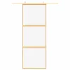  aranyszínű átlátszó ESG üveg és alumínium tolóajtó 76 x 205 cm
