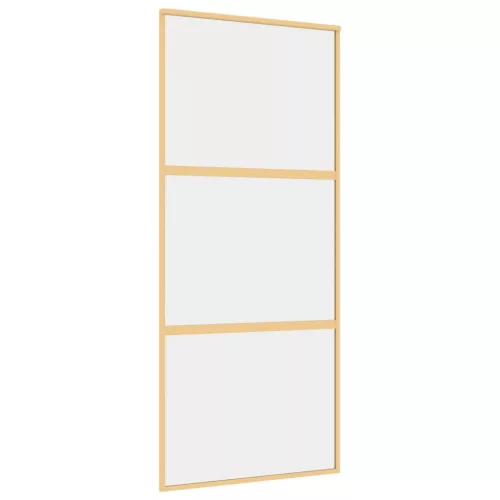  aranyszínű átlátszó ESG üveg és alumínium tolóajtó 90 x 205 cm