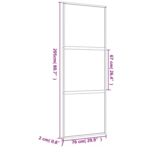  aranyszínű ESG tejüveg és alumínium tolóajtó 76 x 205 cm
