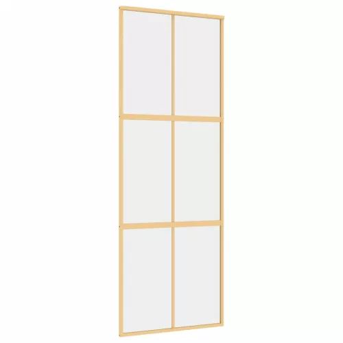  aranyszínű átlátszó ESG üveg és alumínium tolóajtó 76 x 205 cm