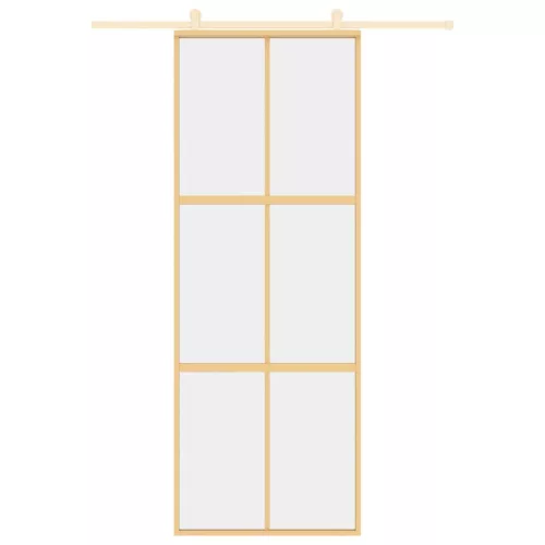  aranyszínű átlátszó ESG üveg és alumínium tolóajtó 76 x 205 cm