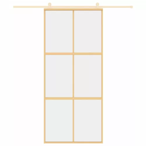  aranyszínű átlátszó ESG üveg és alumínium tolóajtó 90 x 205 cm