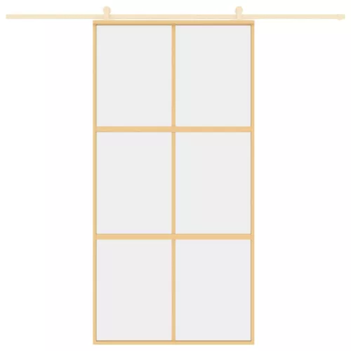  aranyszínű átlátszó ESG üveg és alumínium tolóajtó 102,5x205 cm