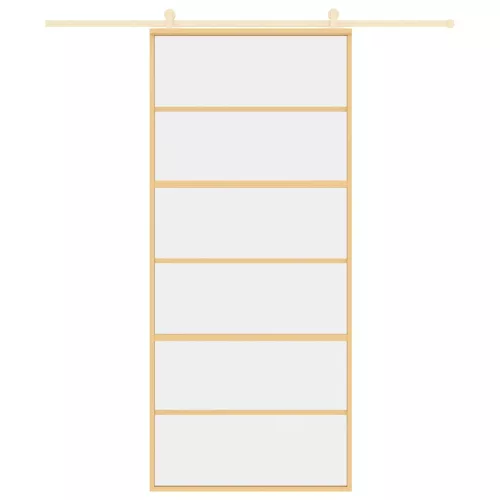  aranyszínű átlátszó ESG üveg és alumínium tolóajtó 90 x 205 cm
