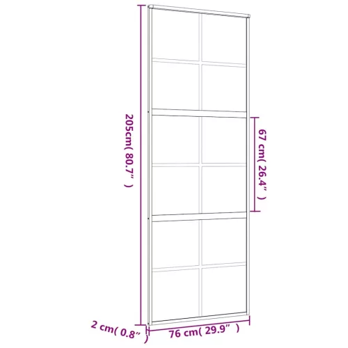  aranyszínű ESG tejüveg és alumínium tolóajtó 76 x 205 cm