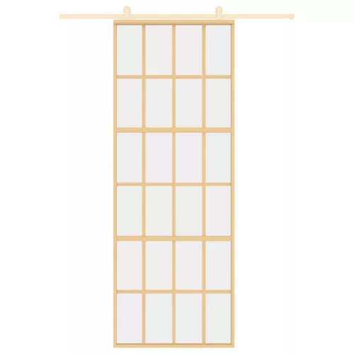  aranyszínű átlátszó ESG üveg és alumínium tolóajtó 76 x 205 cm