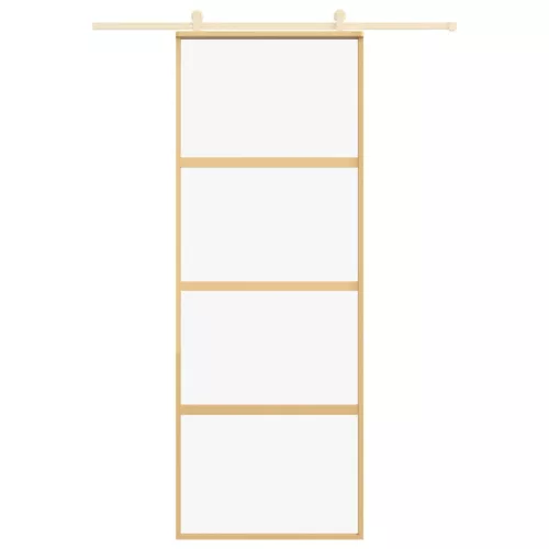  aranyszínű átlátszó ESG üveg és alumínium tolóajtó 76 x 205 cm