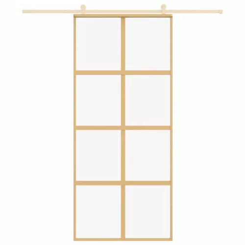  aranyszínű átlátszó ESG üveg és alumínium tolóajtó 90 x 205 cm