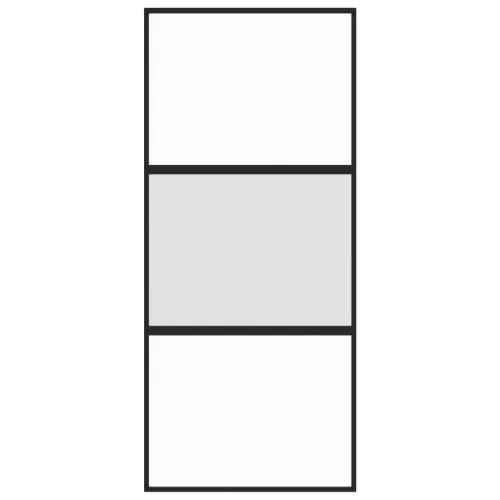  fekete edzett üveg és alumínium tolóajtó 90 x 205 cm