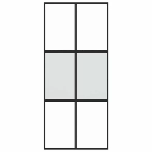  fekete edzett üveg és alumínium tolóajtó 90 x 205 cm