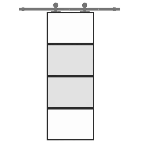  fekete edzett üveg és alumínium tolóajtó 76 x 205 cm