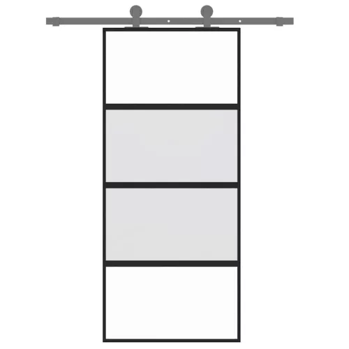  fekete edzett üveg és alumínium tolóajtó 90 x 205 cm