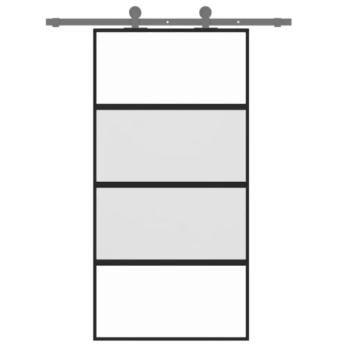  fekete edzett üveg és alumínium tolóajtó 102,5 x 205 cm