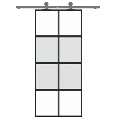  fekete edzett üveg és alumínium tolóajtó 90 x 205 cm