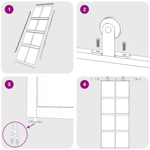  fekete edzett üveg és alumínium tolóajtó 102,5 x 205 cm